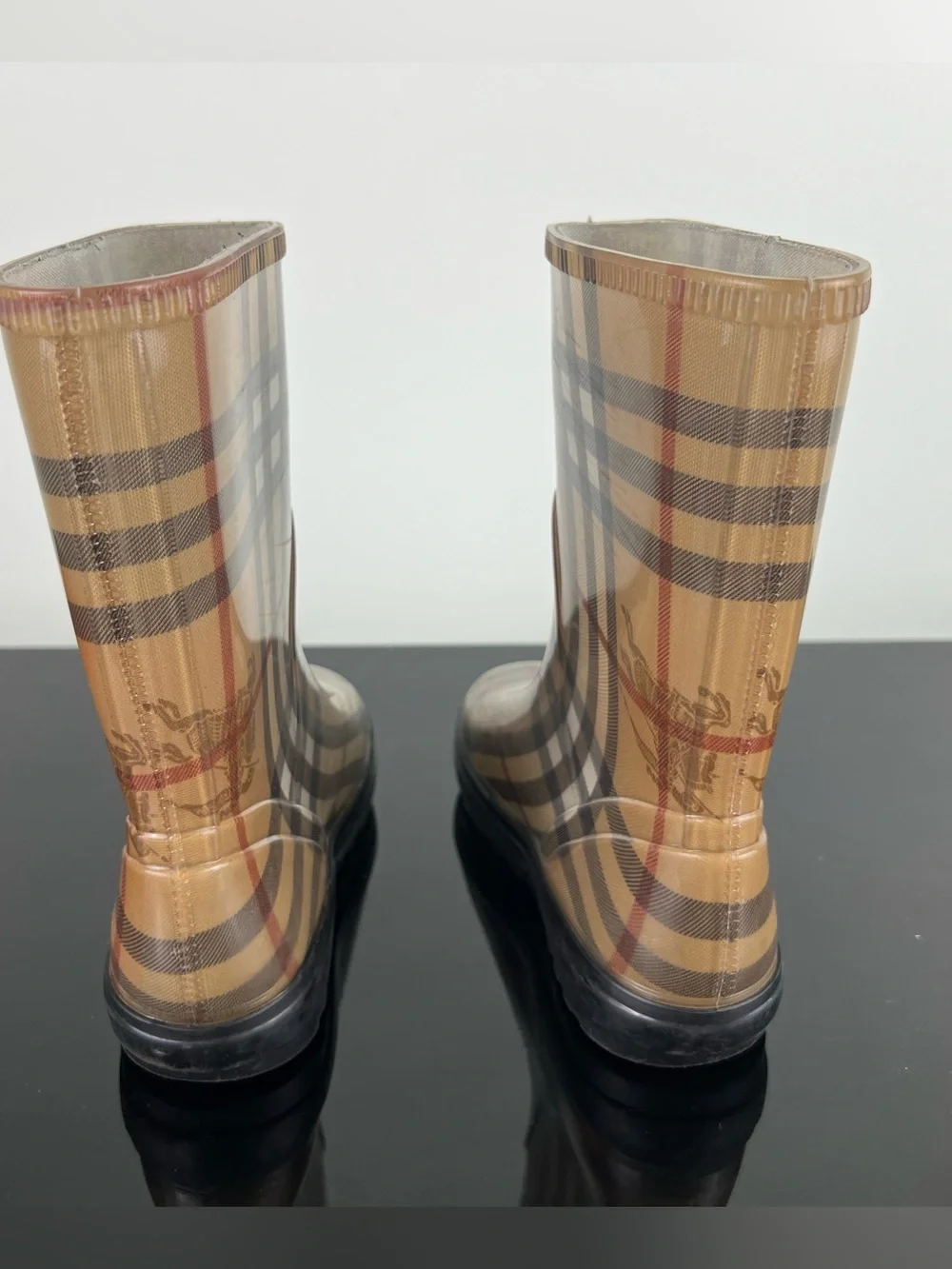 Burberry Kids Nova Check Rubber Rain boots, Size 9-10 US or 27-28 EU
